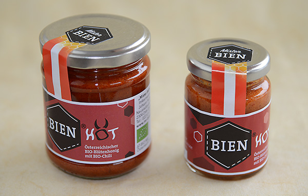 bienhot von Mr.Bien: Cremehonig-Glas mit der Extraportion Schärfe. Wahlweise 4% oder 8%